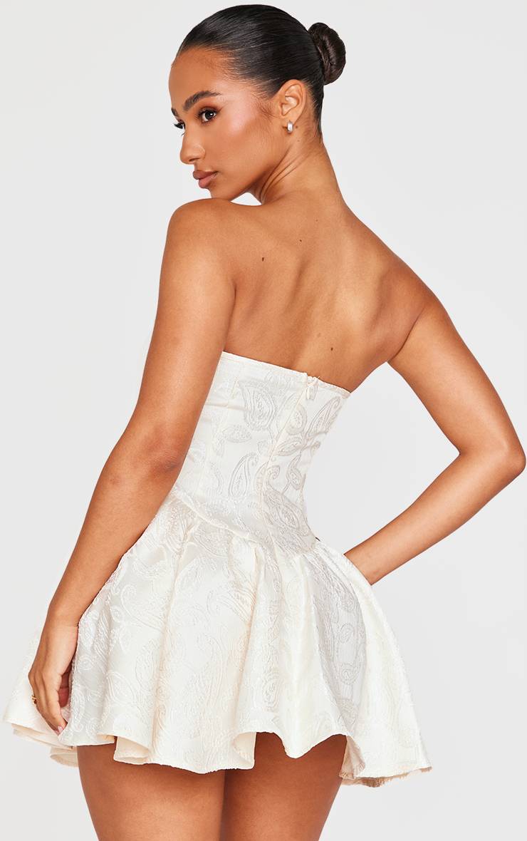 Crème Robe Micro Mini Bandeau Ornée Petite