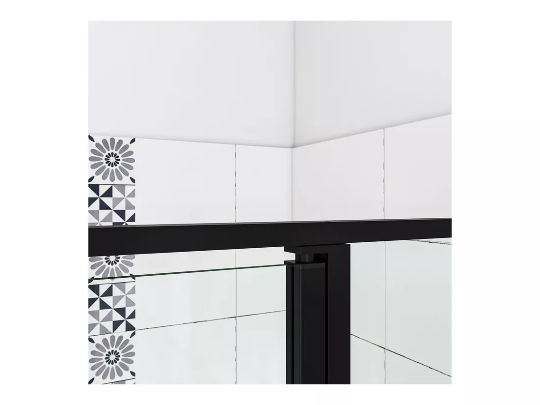 Porte de douche pivotante 120x185cm porte de douche noire en 6mm verre anticalcaire installation en niche