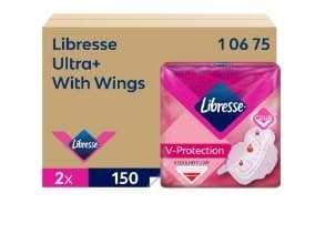Bind Libresse Ultra+ Wing dispenser refill uden parfume hvid 2x150stk,2 pk x 150 stk/krt