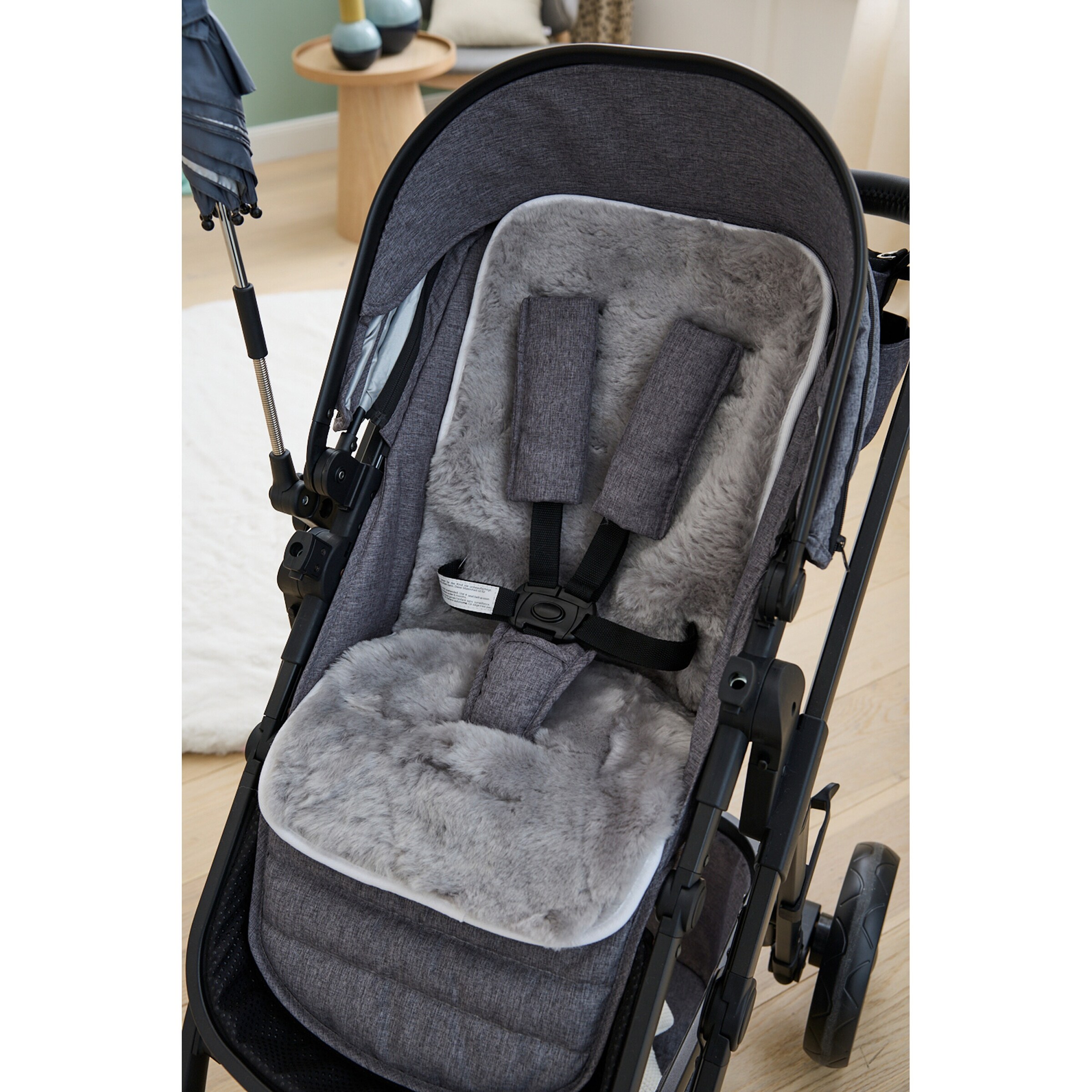 babycab Lammfelleinlage für Kinderwagen, Buggy grau