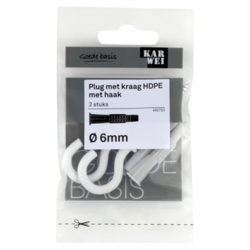 KARWEI kraagplug 6x36mm schr.haak wit  4,5x65mm 2ST