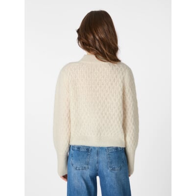 Damen-Strickpullover Alpaka, Naturweiß