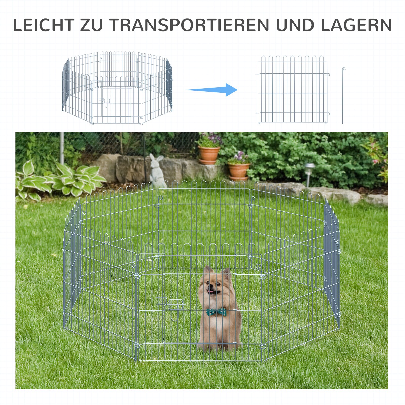 PawHut Welpenzaun als 8-teiliges Set silber
