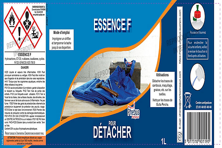 Détachant pour textiles Essence F Phébus 1L