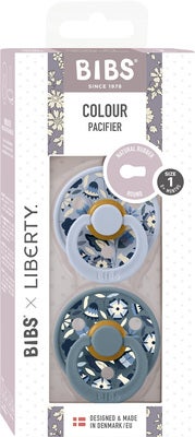 BIBS x Liberty Colour Bobo Smokk 2-Pakk Lateks Str 1, Dusty Blue Mix
