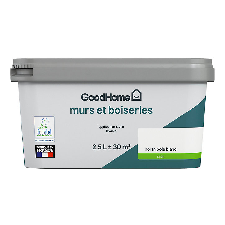 Peinture intérieure couleur Murs et boiseries GoodHome North pole blanc 2.5L
