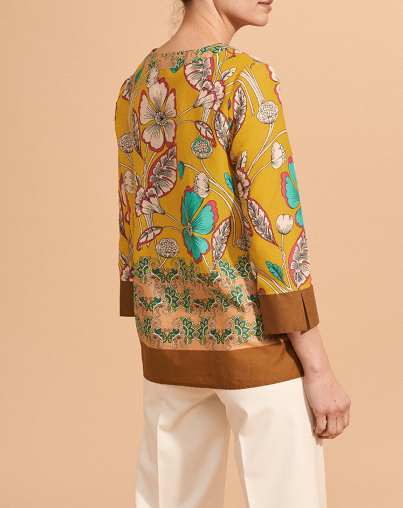 Devernois Blouse Calcuta en Coton imprimée  jaune