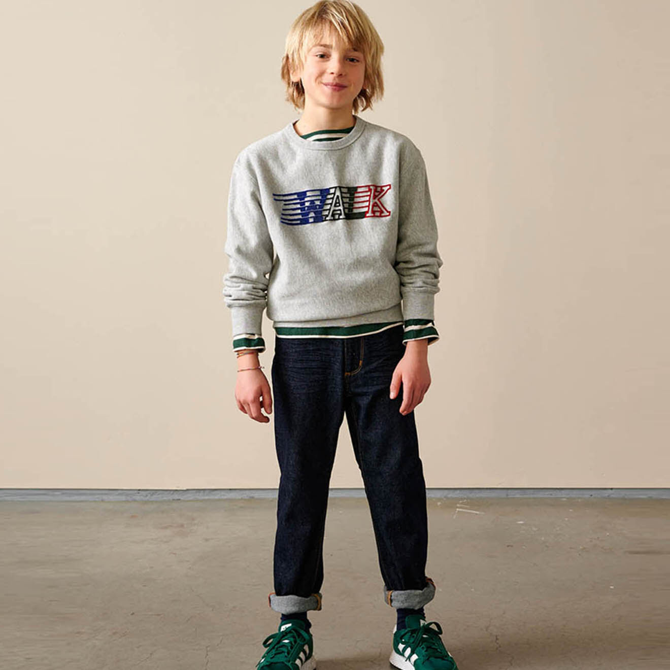 Bellerose Sweat Fago en Coton chiné gris clair