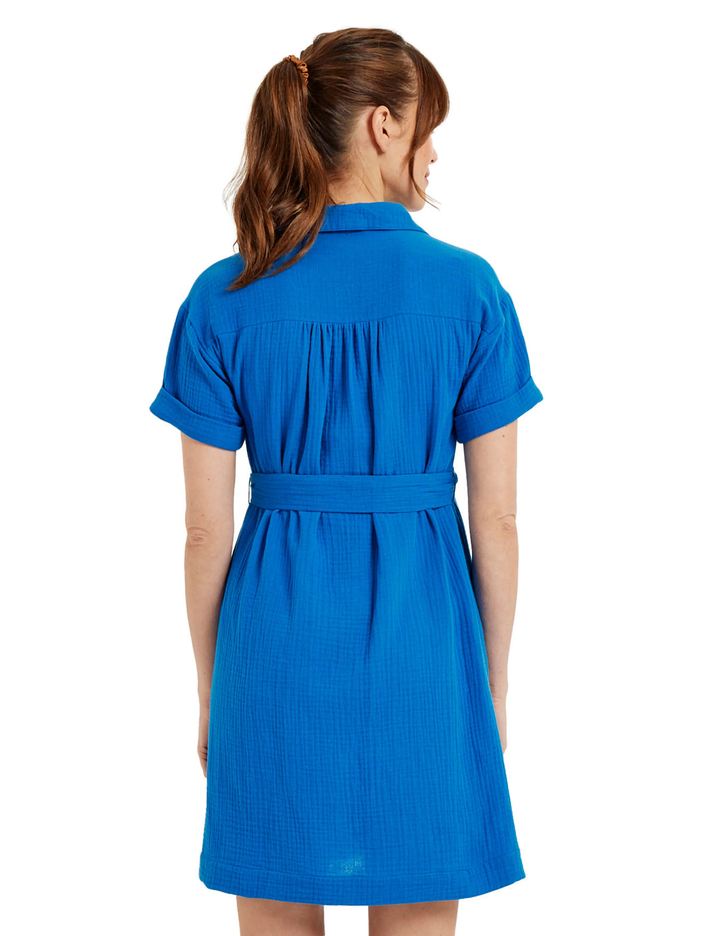 Vertbaudet Kurzes Blusenkleid aus Musselin für Schwangerschaft & Stillzeit elektrisch blau