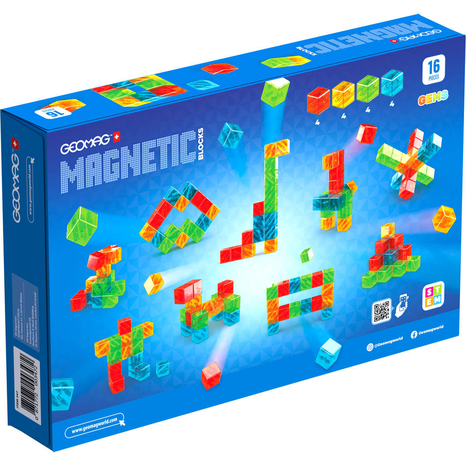 Geomag magnetische blokken edelstenen set 16-delig