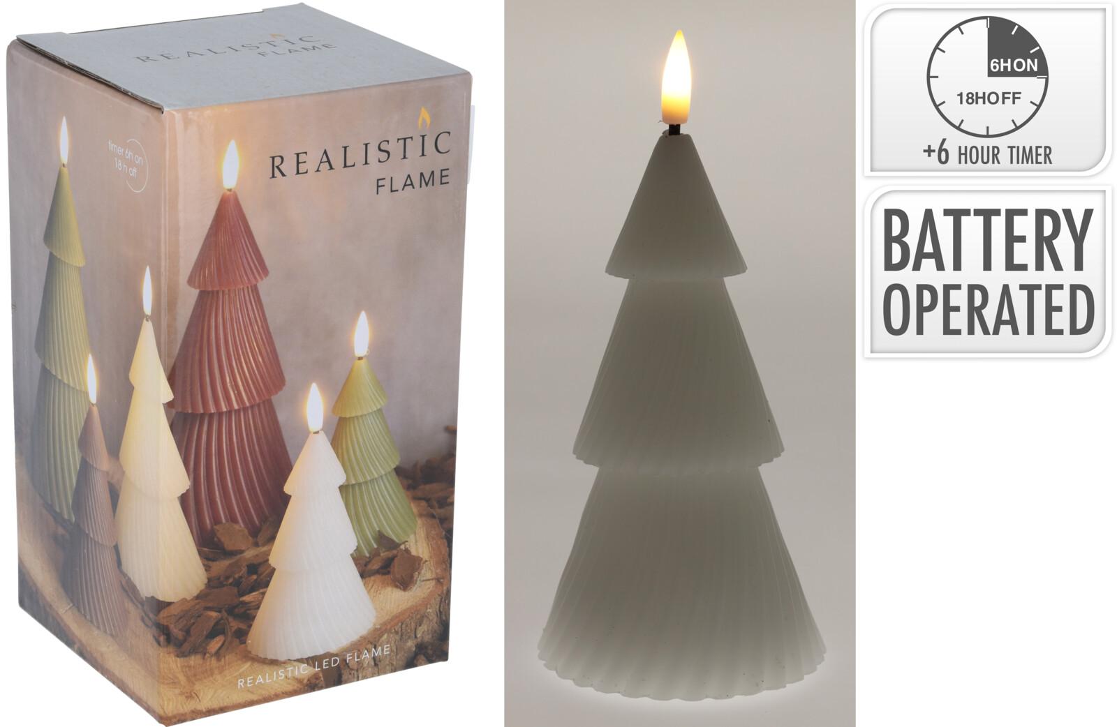 BOUGIE LED SAPIN D.11CM BLANC