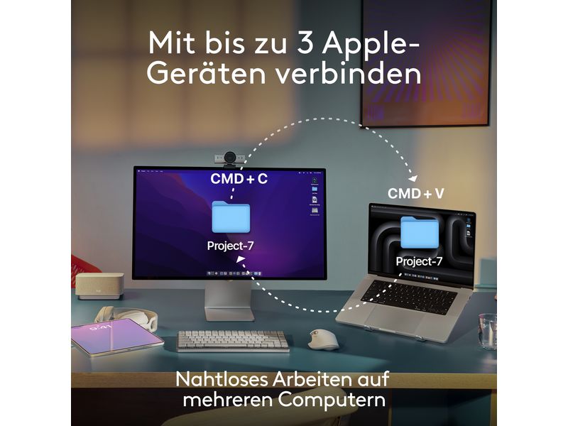 Logitech Tastatur-Maus-Set MX Keys S Combo for Mac QWERTZ ( Komfortables QWERTZ (DE) Tastatur- und Maus-Set mit Multi-Device Kopplung und intelligenter Tastaturbeleuchtung – Entwickelt für Mac