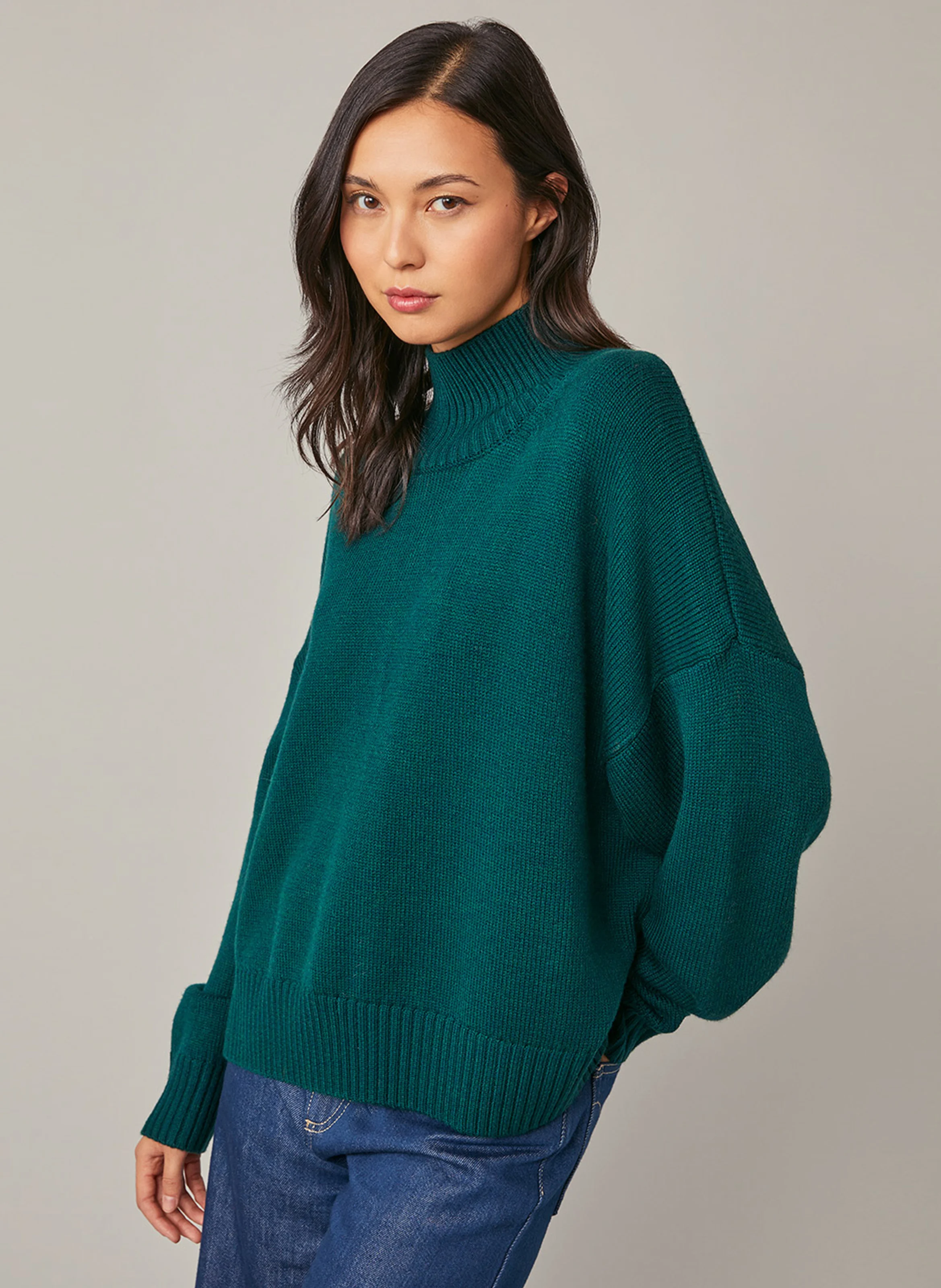 ENOCE - Pull oversize à col montant | Vert
