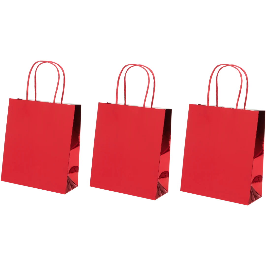 Metallic cadeautassen 3 stuks | diverse kleuren