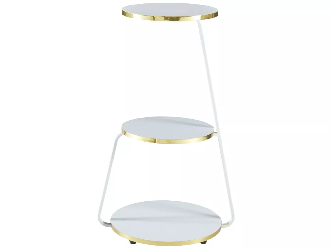 Table d'appoint Sipoo à 3 niveaux 74 x 46 x 37 cm blanc / doré [en.casa]