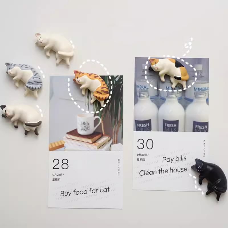 PIXON - Keramische koelkastmagneet in de vorm van een kat (verschillende ontwerpen)