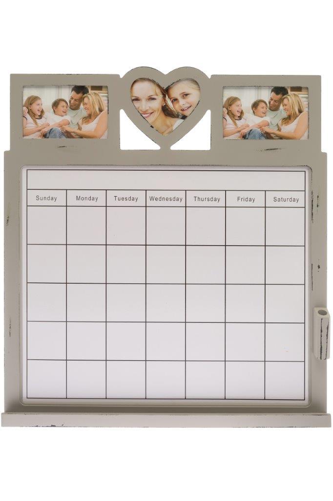 Wochenplan AADA - grau antik - mit 3er Fotorahmen