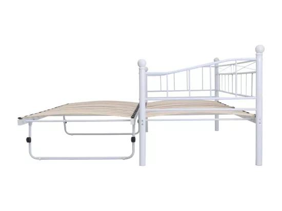 Cadre de lit blanc acier 180x200/90x200 cm