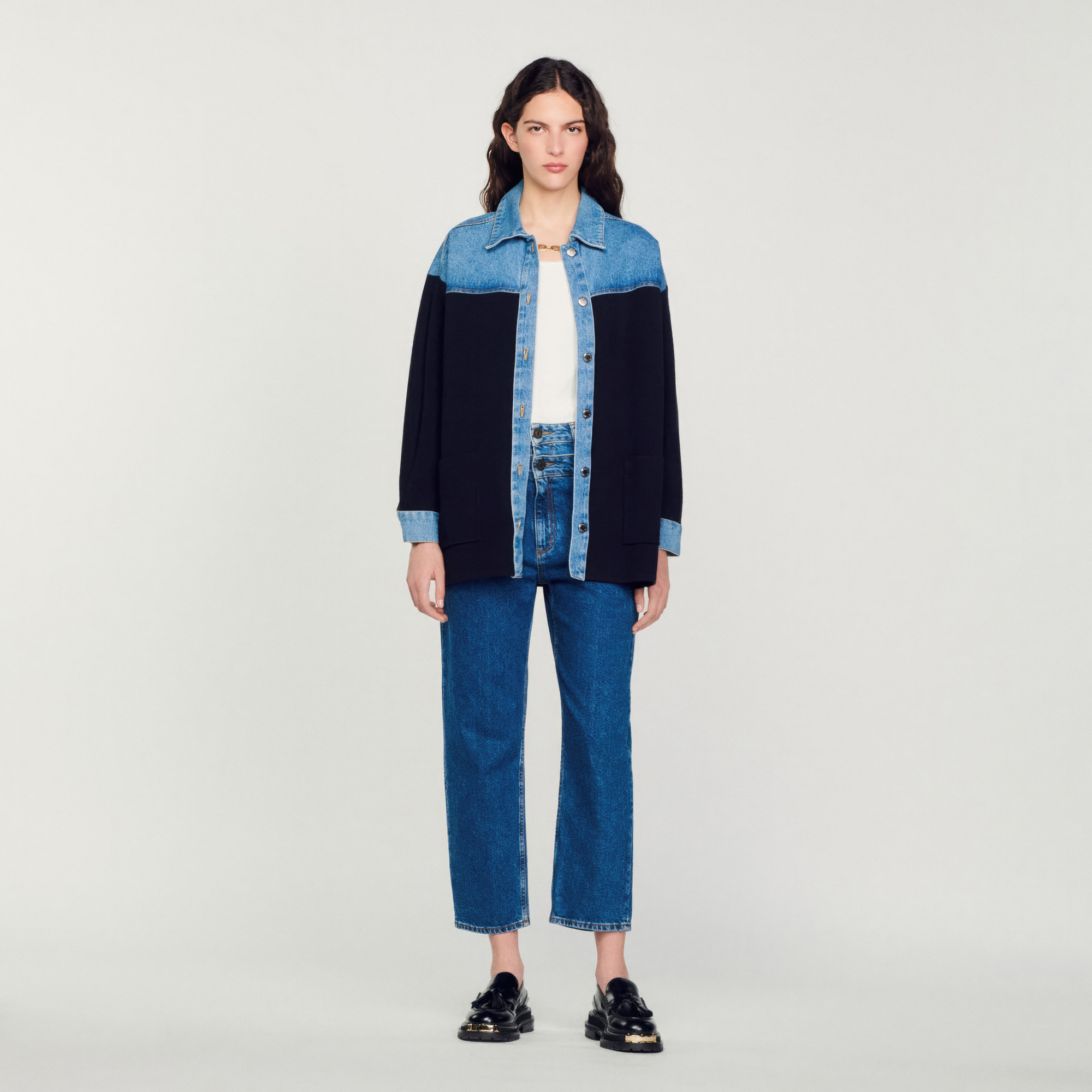 Cardi-coat bi-matiére esprit veste