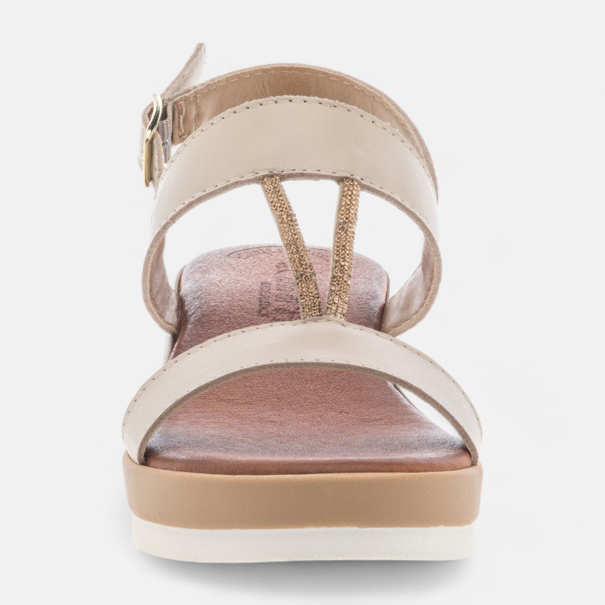 Sandales à talon compensé Femme en cuir beige