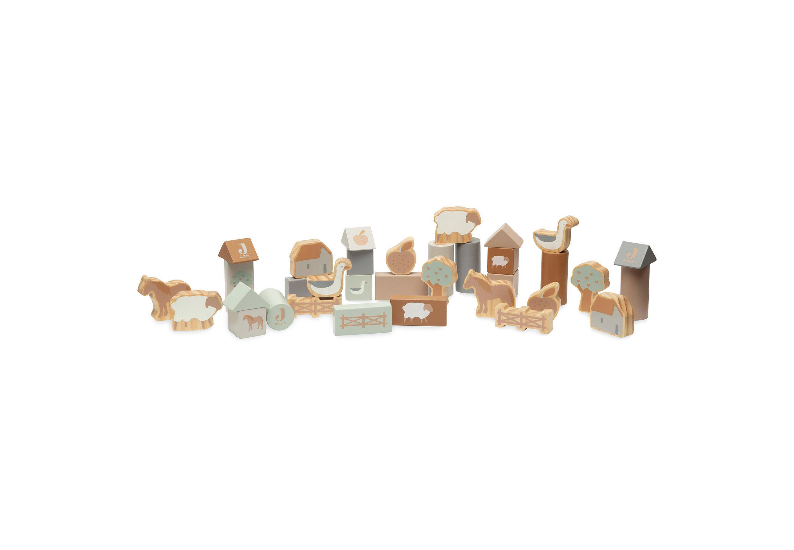 Jollein Houten blokken set 18x12 cm - Farm