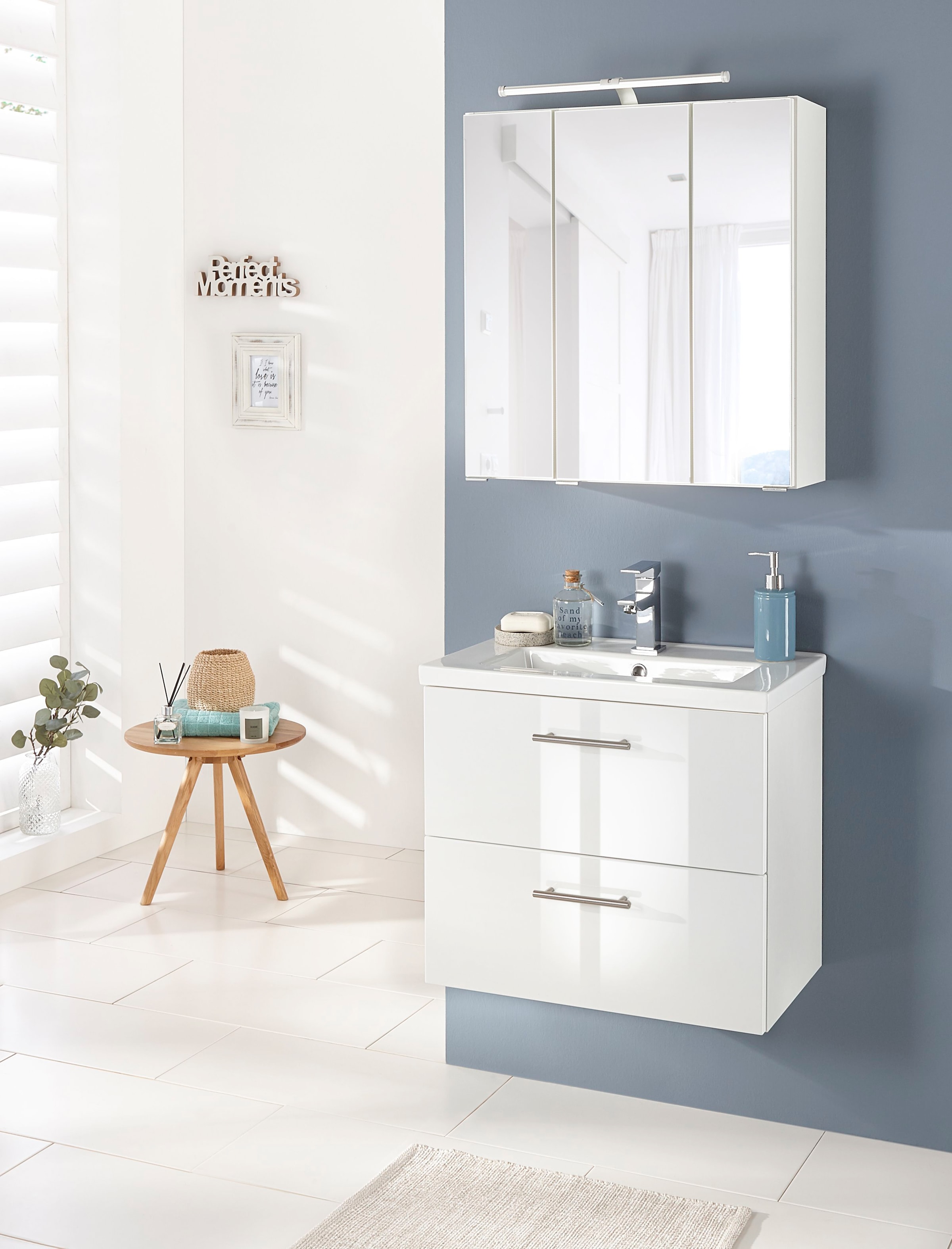 welltime Waschtisch »Trento, verschiedene Ausführungen und Farben« Breite 60 cm, Tiefe 36 cm, SlimLine Badmöbel, Waschplatz
