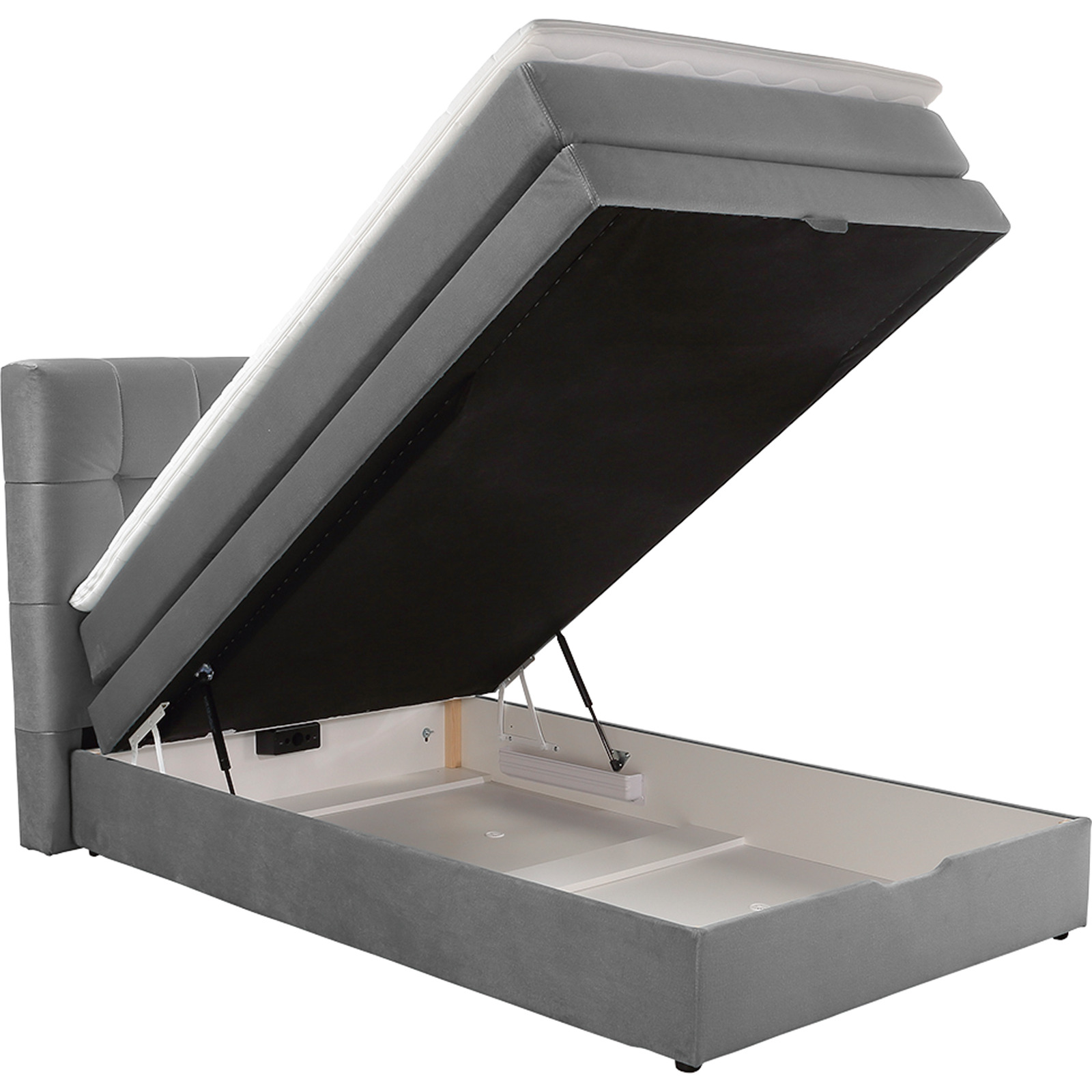 Boxspringbett Amy, Stoff, mit Bettkasten, 140 x 200 cm Samt grau