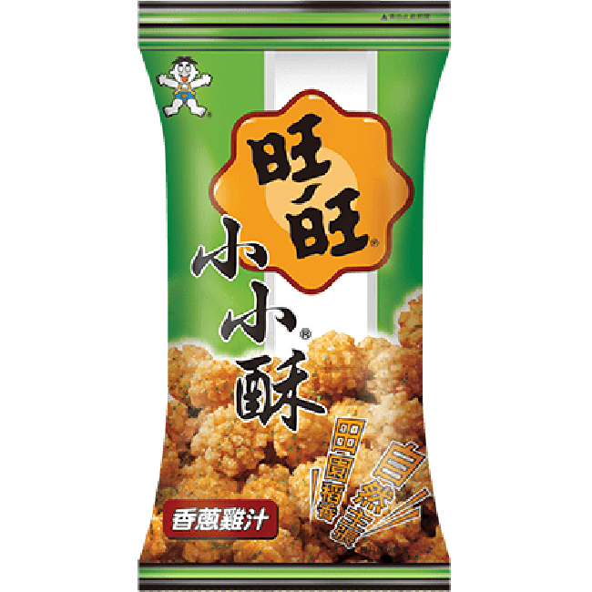 Want Want Mini Rijstpops Crackers Lente-Ui Kippensmaak 60g