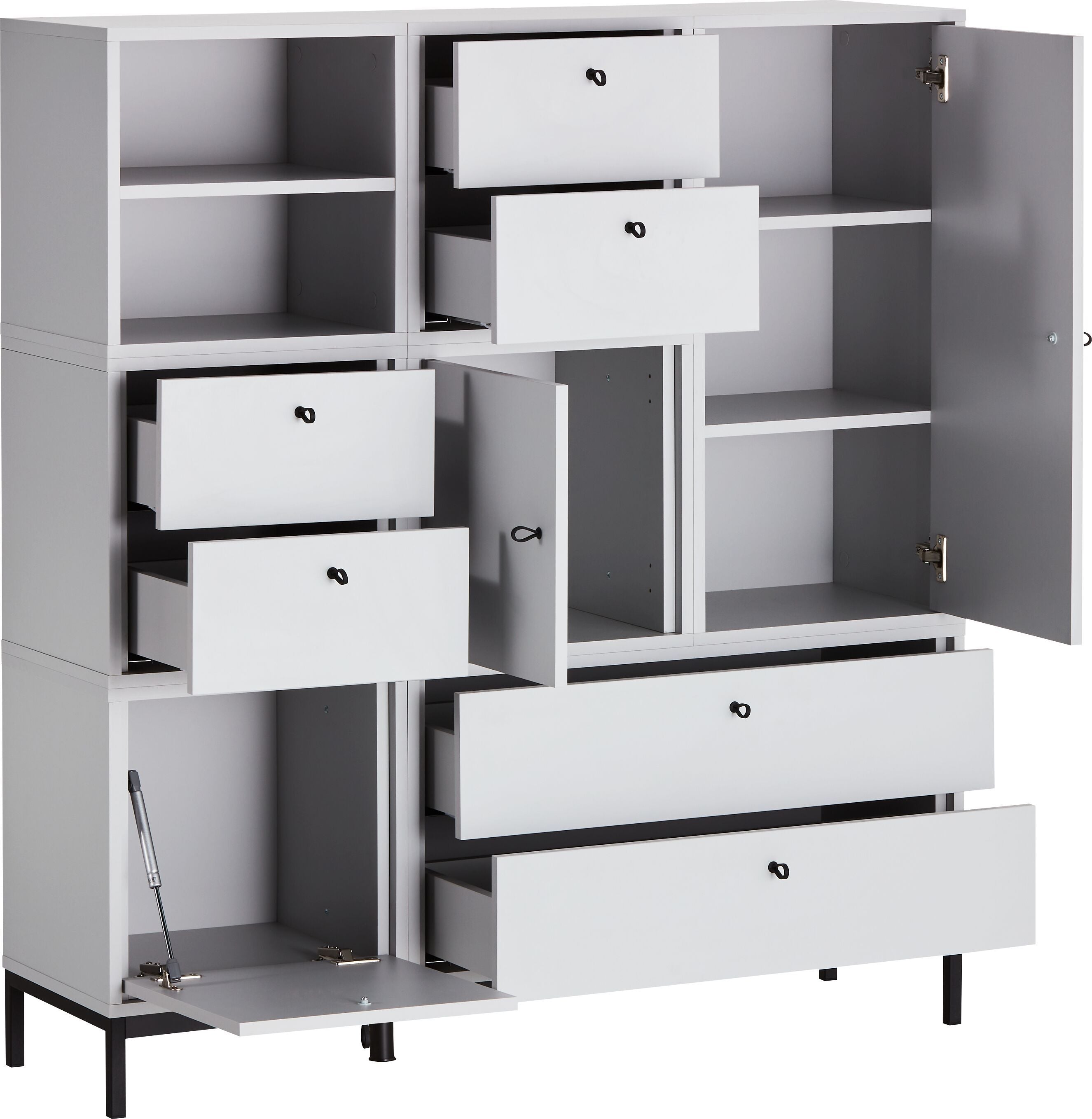 FINJA Highboard - Perlgrau / B: 120.0 cm x T: 36.0 cm x H: 132.5 cm