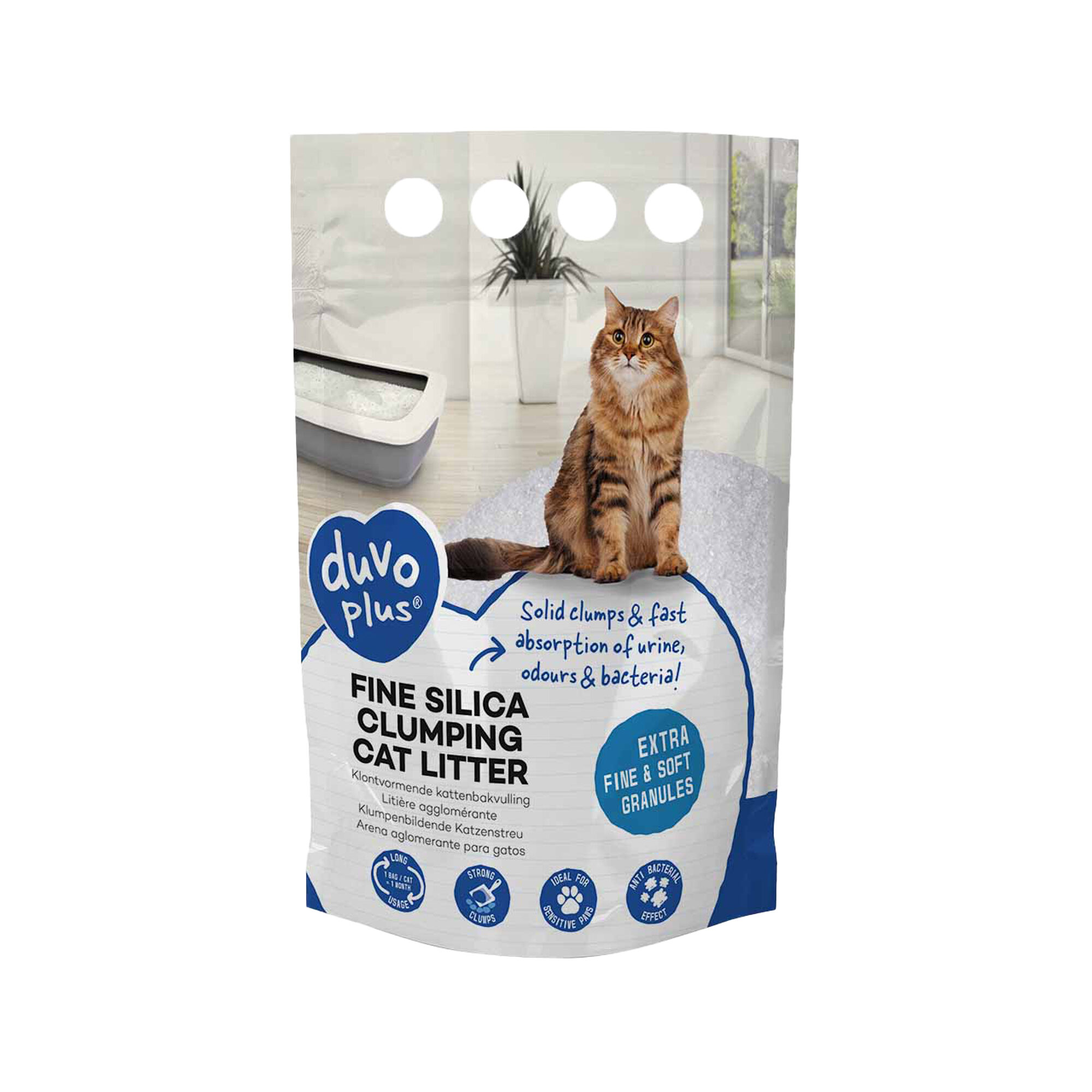 Duvo+ Premium Fijne Silica Kattenbakvulling - Klontvormend