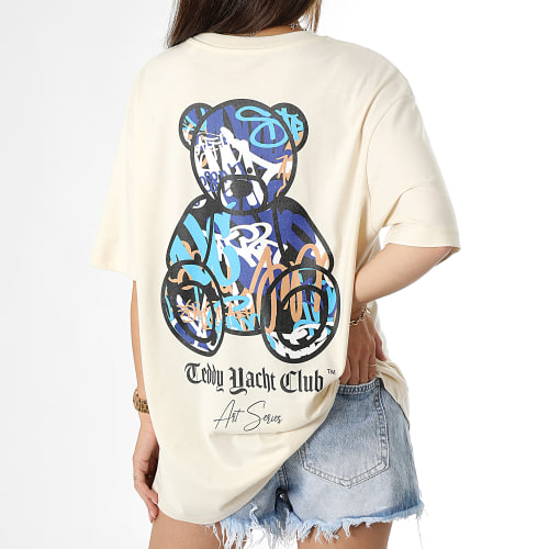Tee Shirt Oversize Large Femme Art Series Blue Beige