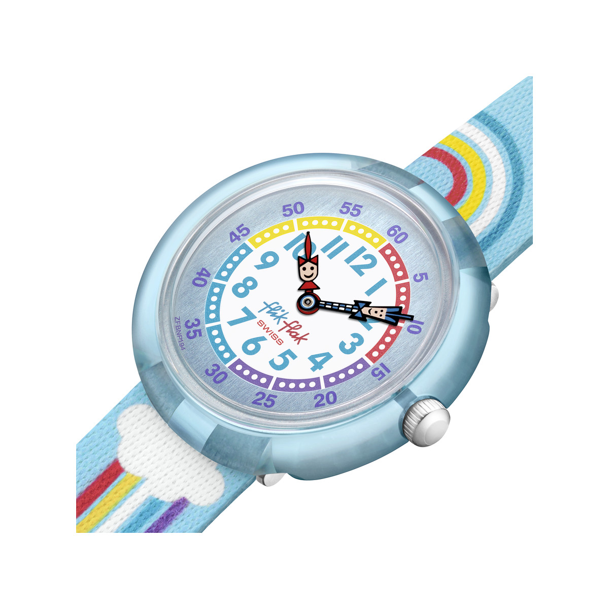 Montre FLIK FLAK Color my life Rainbow dreams enfant plastique biosourcé bracelet PET recyclé bleu