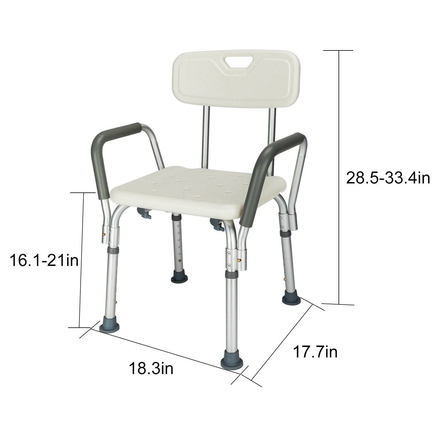 450lbs Shower Chair Bath Chair With Safety Steel Fram No-Slip Adjustable Bathroom Bathtub Chair With Durable Back and Arms