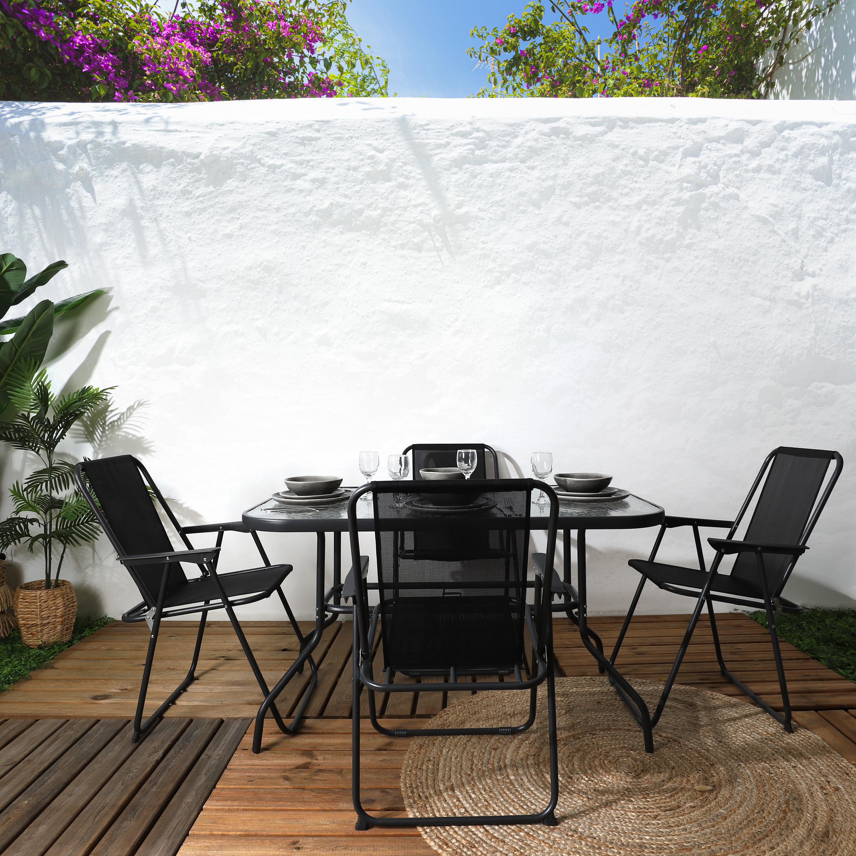 TABLE JARDIN RECTANGULAIRE 4 CHAISES ET PARASOL