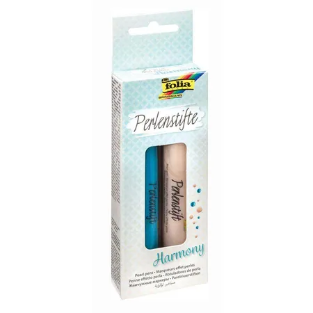 Folia Perlenstifte Set Harmony, 2 Perlen Pens mit je 30 ml Farbe in perlmutt und türkis