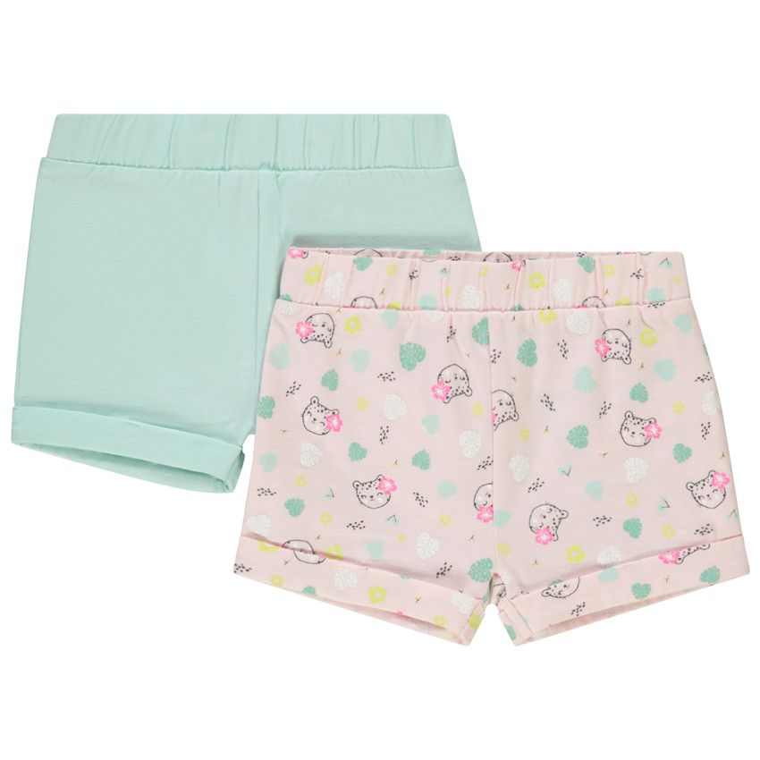 Lot de 2 shorts en jersey pour bébé fille - Bleu