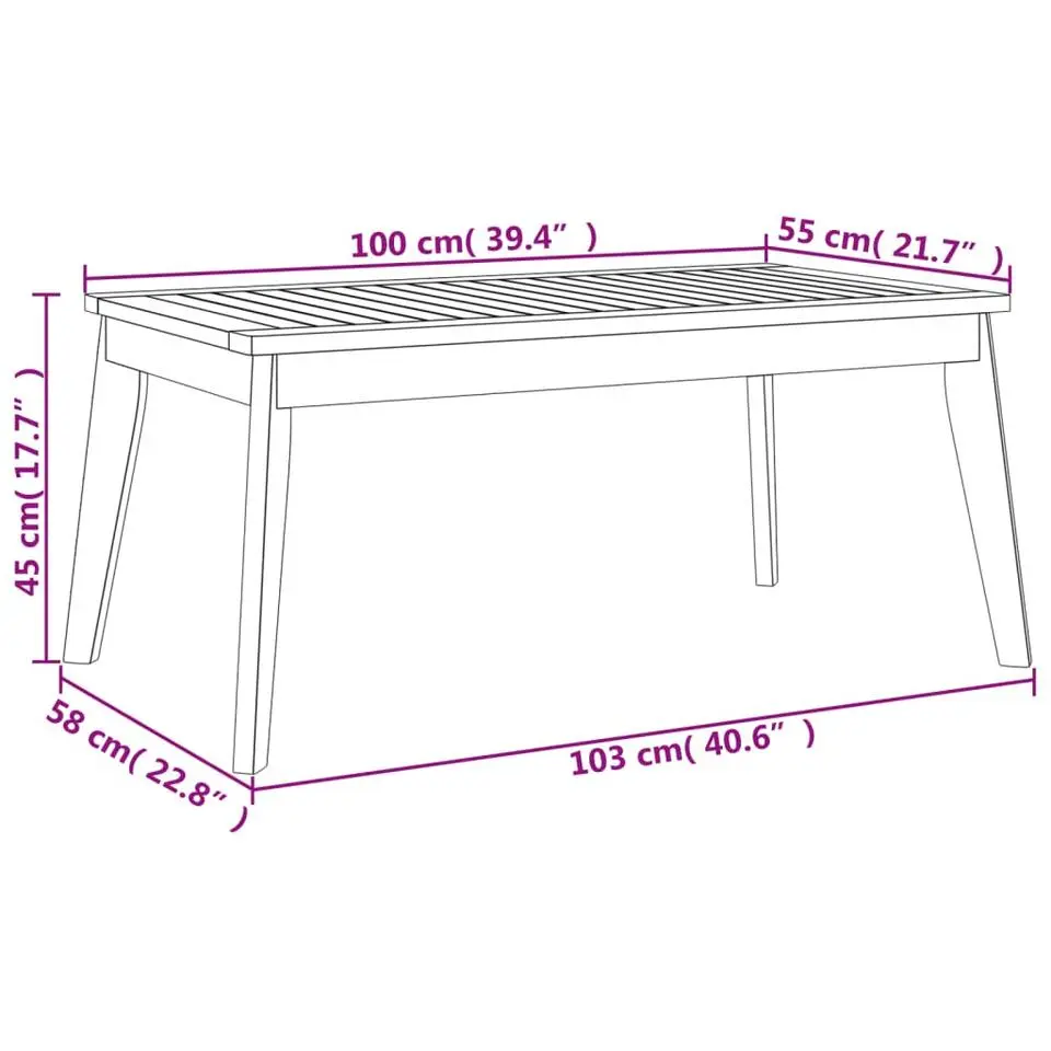 vidaXL - Tuintafel - Bruin - Acaciahout - 100 x 55 x 45 cm
