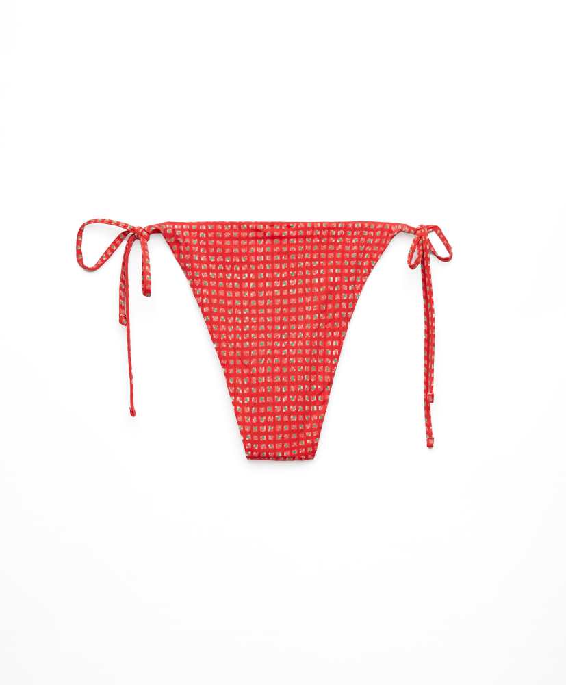 Calcinha de biquíni estampada com amarrações
