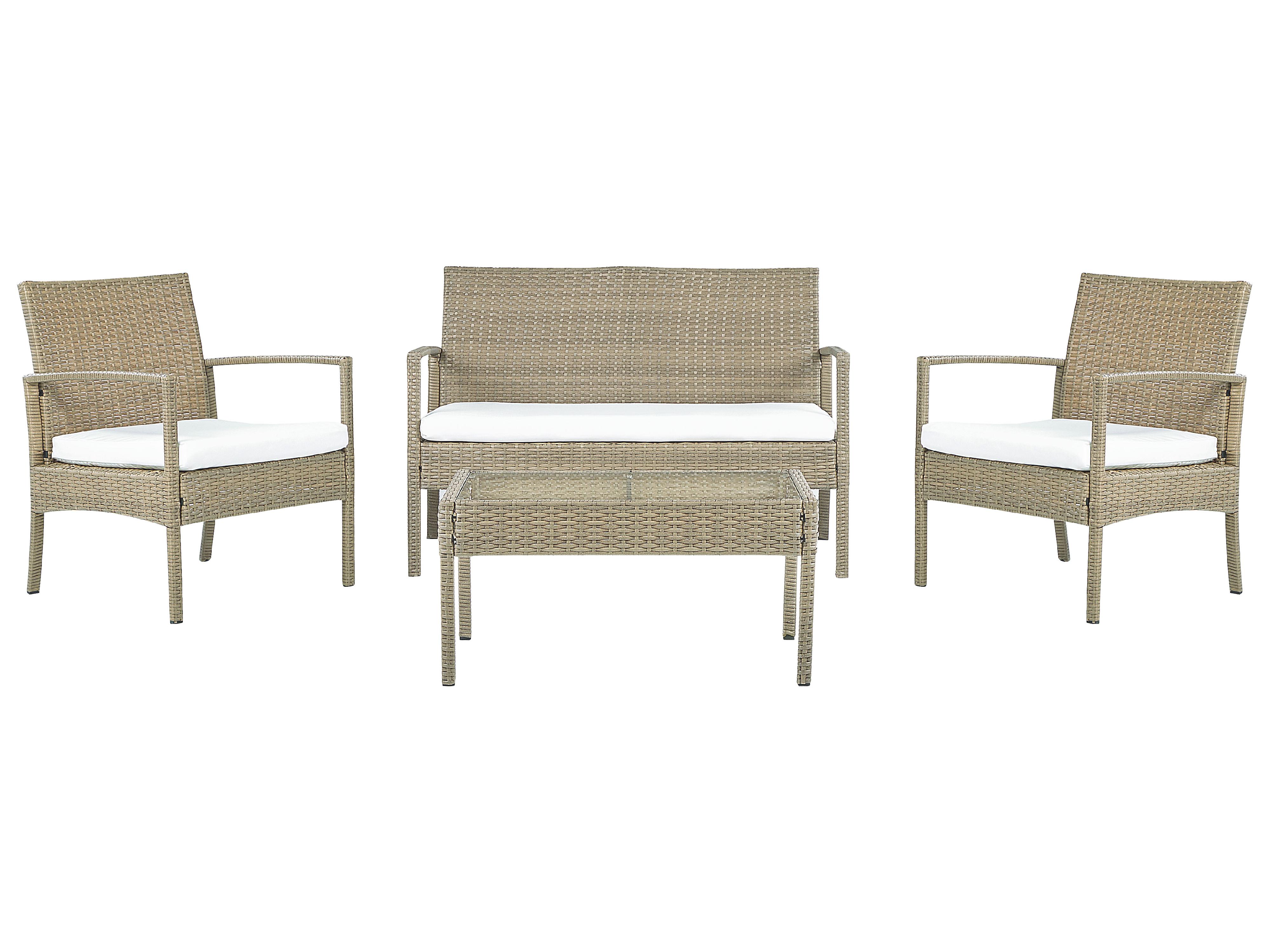 Loungeset 4-zits rotan lichtbruin/cremewit MARSALA