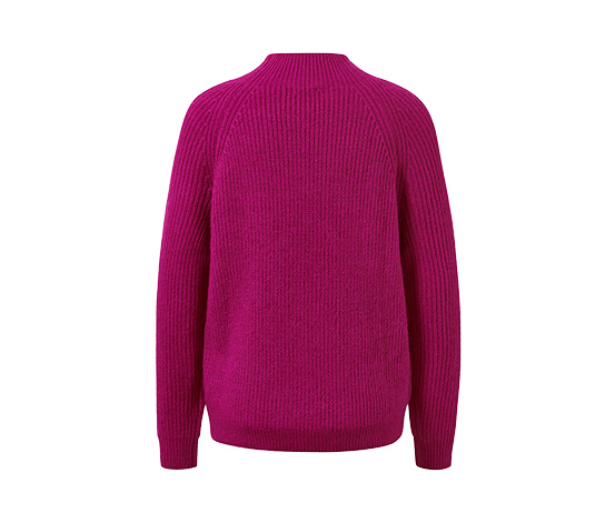 Strickpullover mit Stehkragen, grau meliert