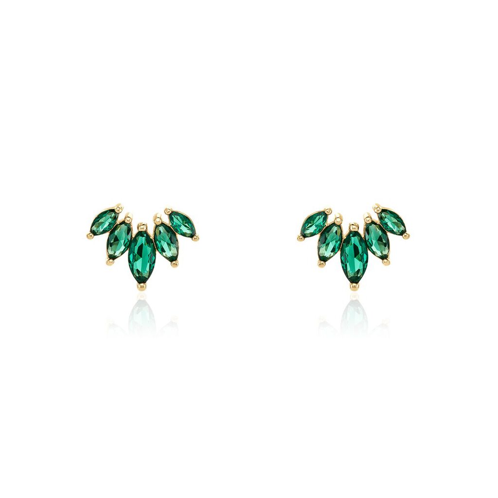Boucles D'oreilles Puces Amazonia Plaqué Or Jaune Oxyde De Zirconium