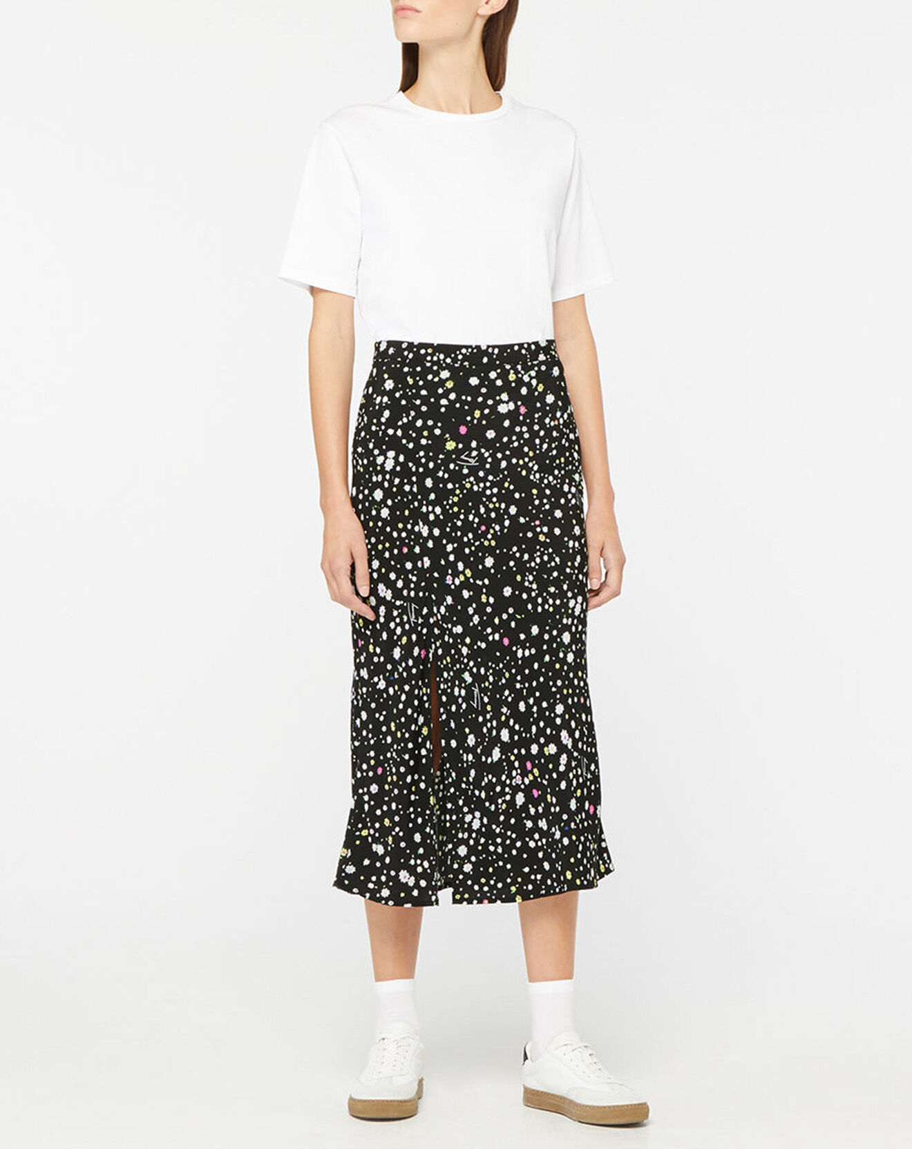 Tommy Jeans Jupe Fluide Mi-Longue imprimée noir/multicolore