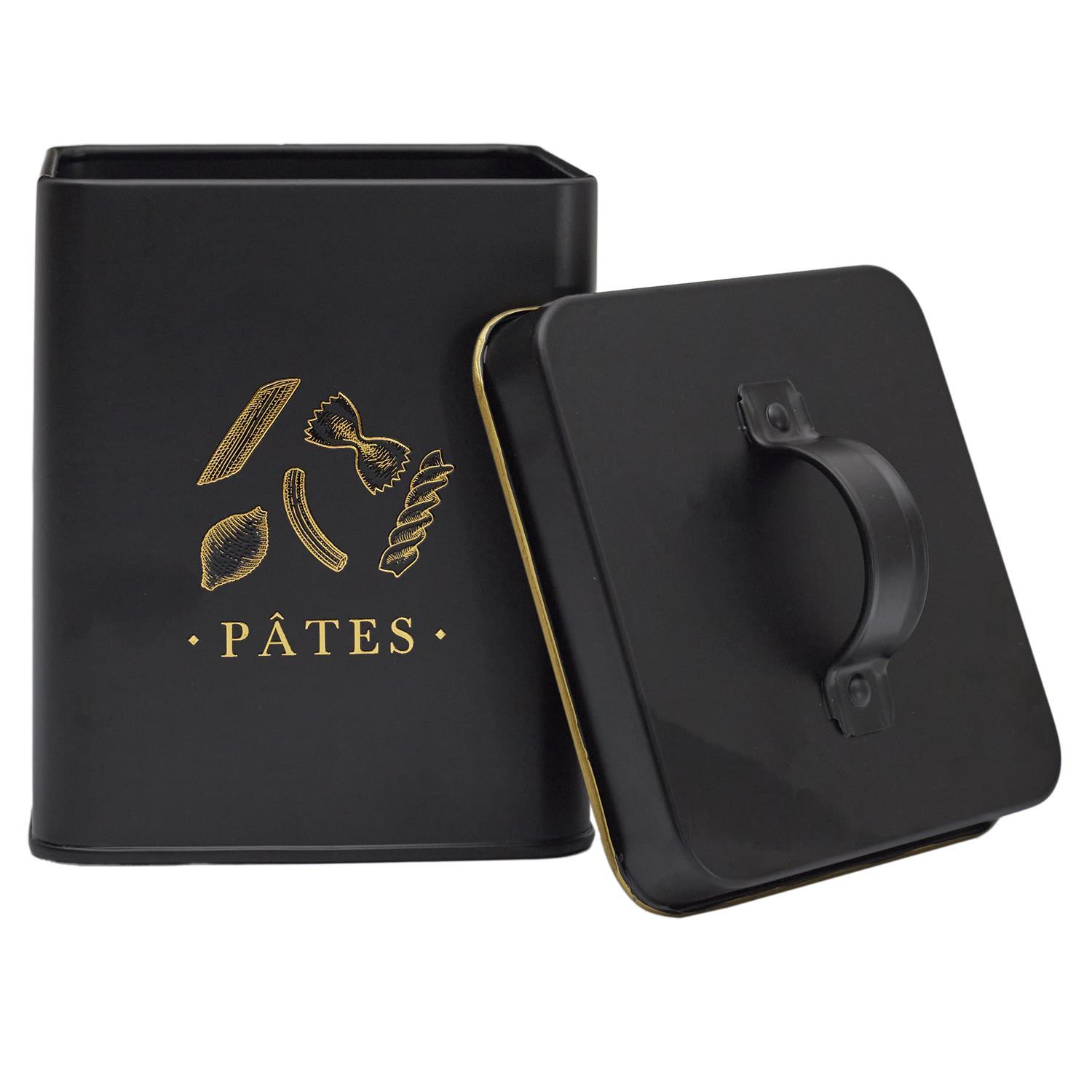 BOITE METAL NOIR ET DORE PATES