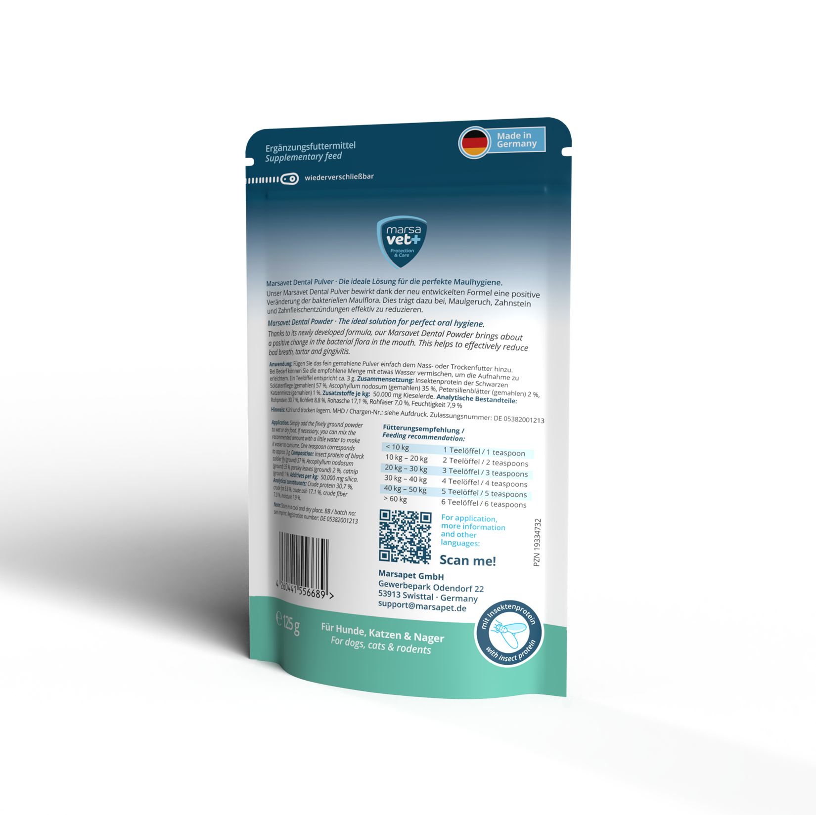 Marsavet Dental Zahnpulver für Hunde- 125 g