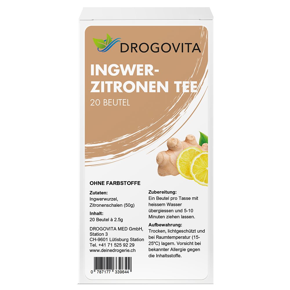 DROGOVITA Ingwer-Zitronen Tee<br>20 Stück, Beutel, TEES