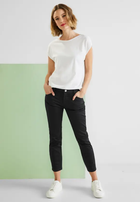 Casual Fit Seidenoptik Hose - Black