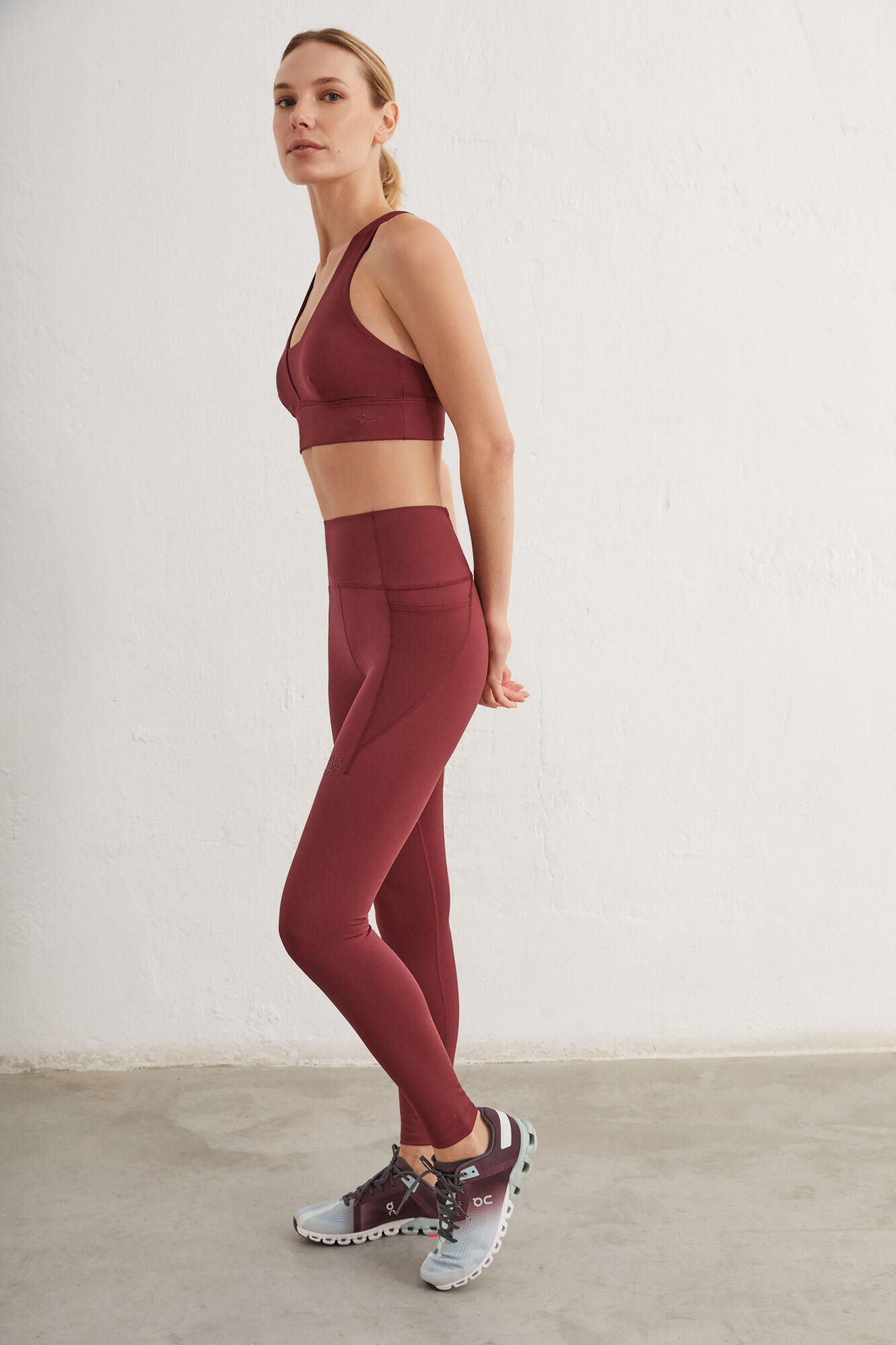 Leggings compridas elásticas 4D na cor bordô - Estampadas