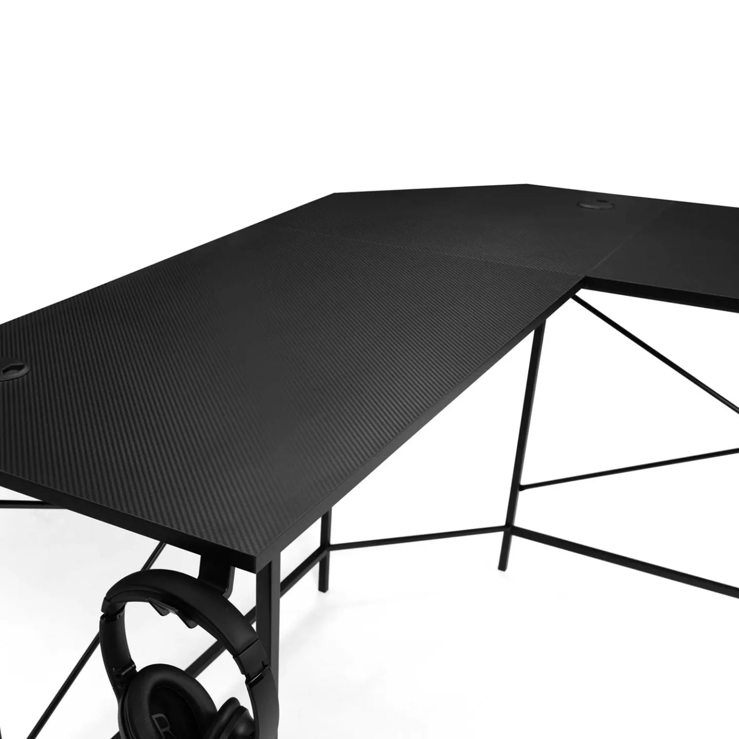 Bureau gaming d'angle noir ALEXIS support pour écran porte gobelet et accessoires