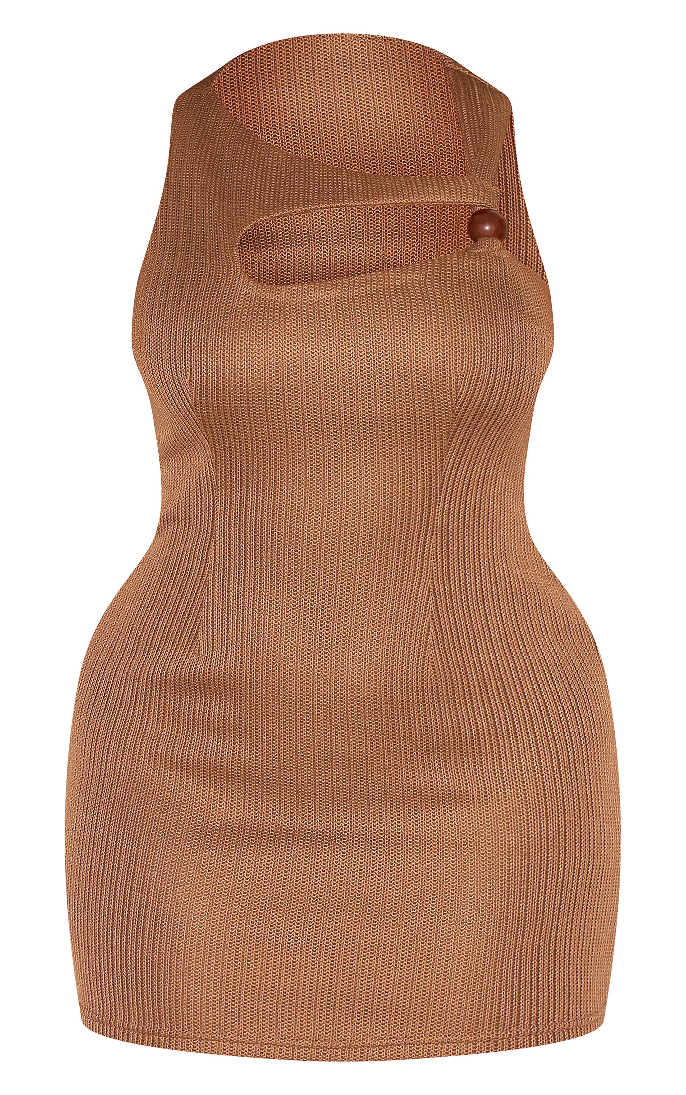 Moka Robe Mini Moulante Shape En Maille Ajourée Avec Finitions Écaille De Tortue
