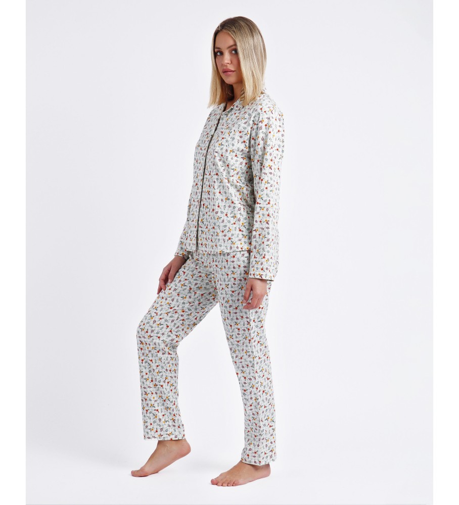 Pijama aberto de manga comprida verde vichy Admas Autumn